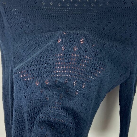 LOVESHACKFANCY Alpaca Boho Wool‎ Blue Sweater Puff Sleeve Ruffle Trim Size Large - Picture 7 of 10